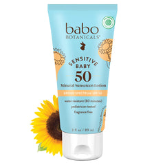 Babo Botanicals front tube showing SPF50 and gentle baby protection