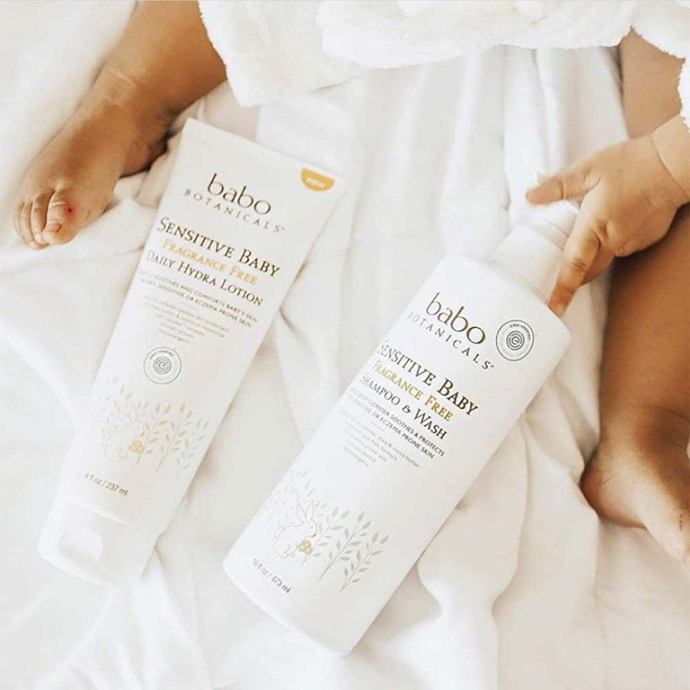 Babo Botanicals in a nursery lifestyle scene showing everyday family-friendly use benefit