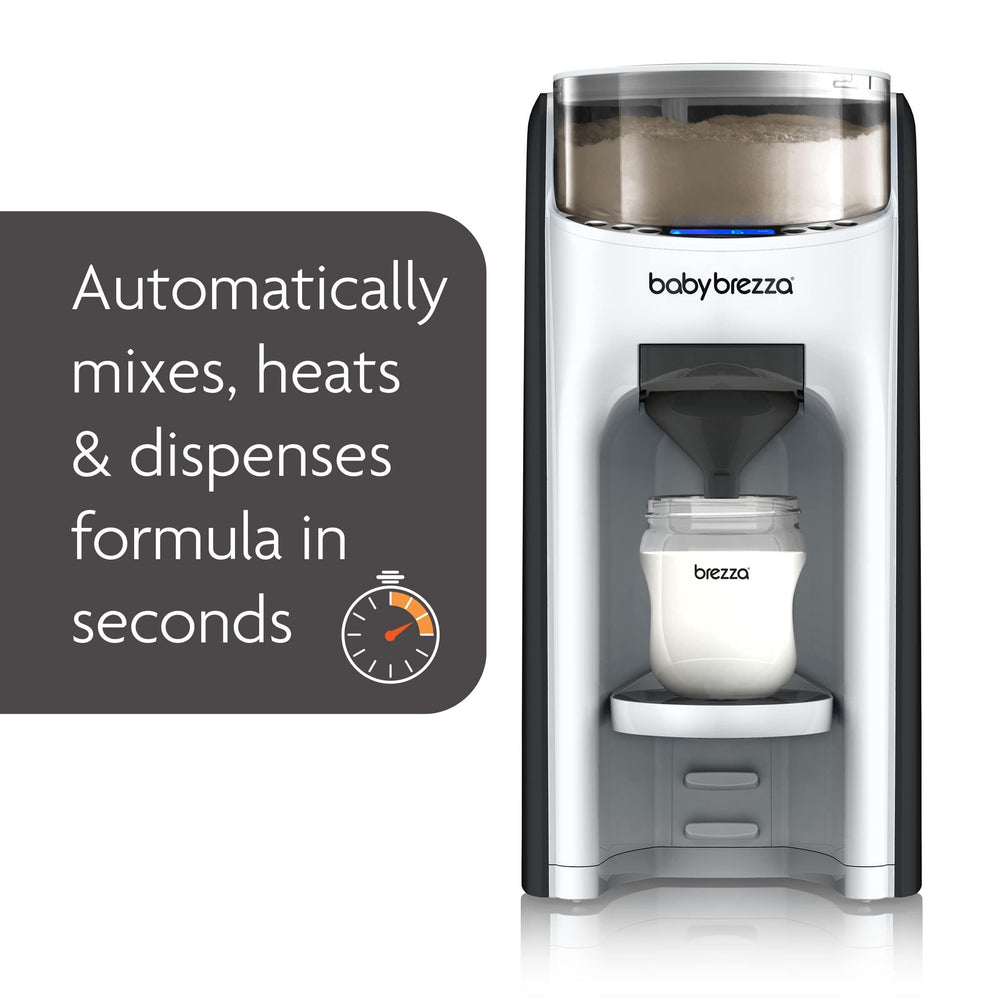 Baby Brezza top hopper open showing powder loading and convenience
