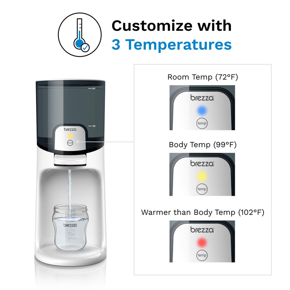 Baby Brezza lever dispensing warm water for quick bottle prep