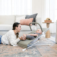 Baby Delight folded bouncer compact for storage and easy transport benefit