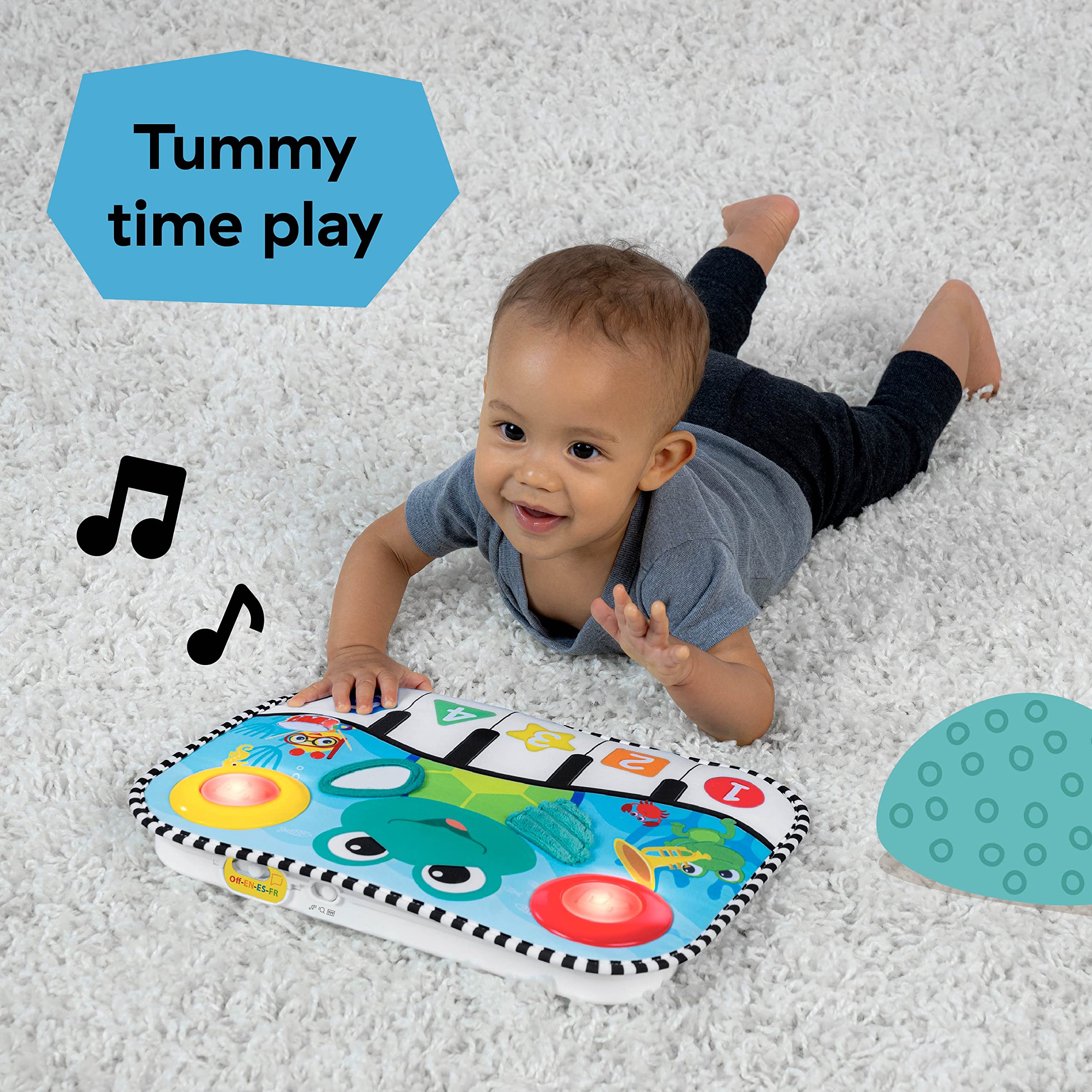 Baby Einstein close-up of five kick buttons highlighting immediate sound feedback
