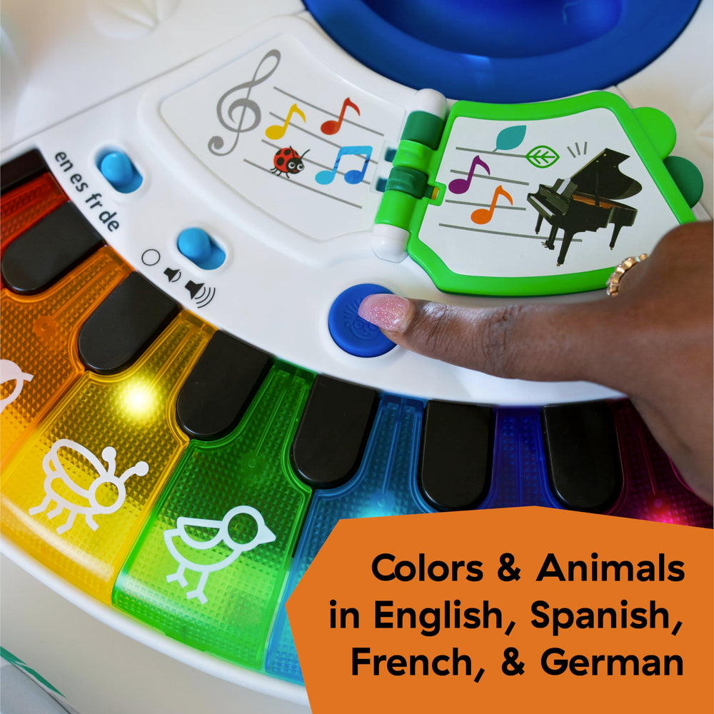 Baby Einstein height adjustment lever showing three seat positions