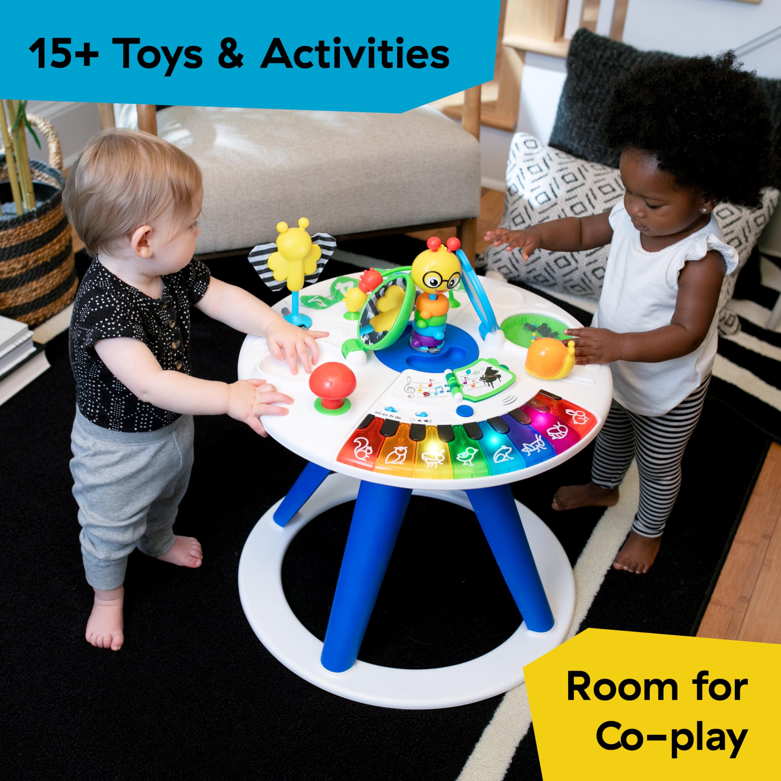 Baby Einstein removable toy station closeup promoting fine motor skills
