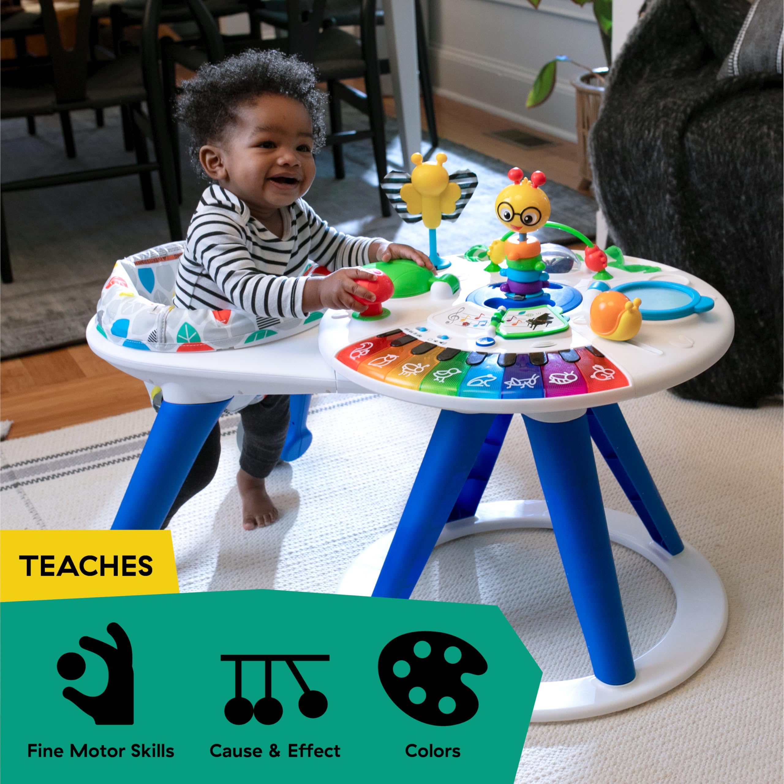 Baby Einstein walk-around table with baby exploring multiple activities