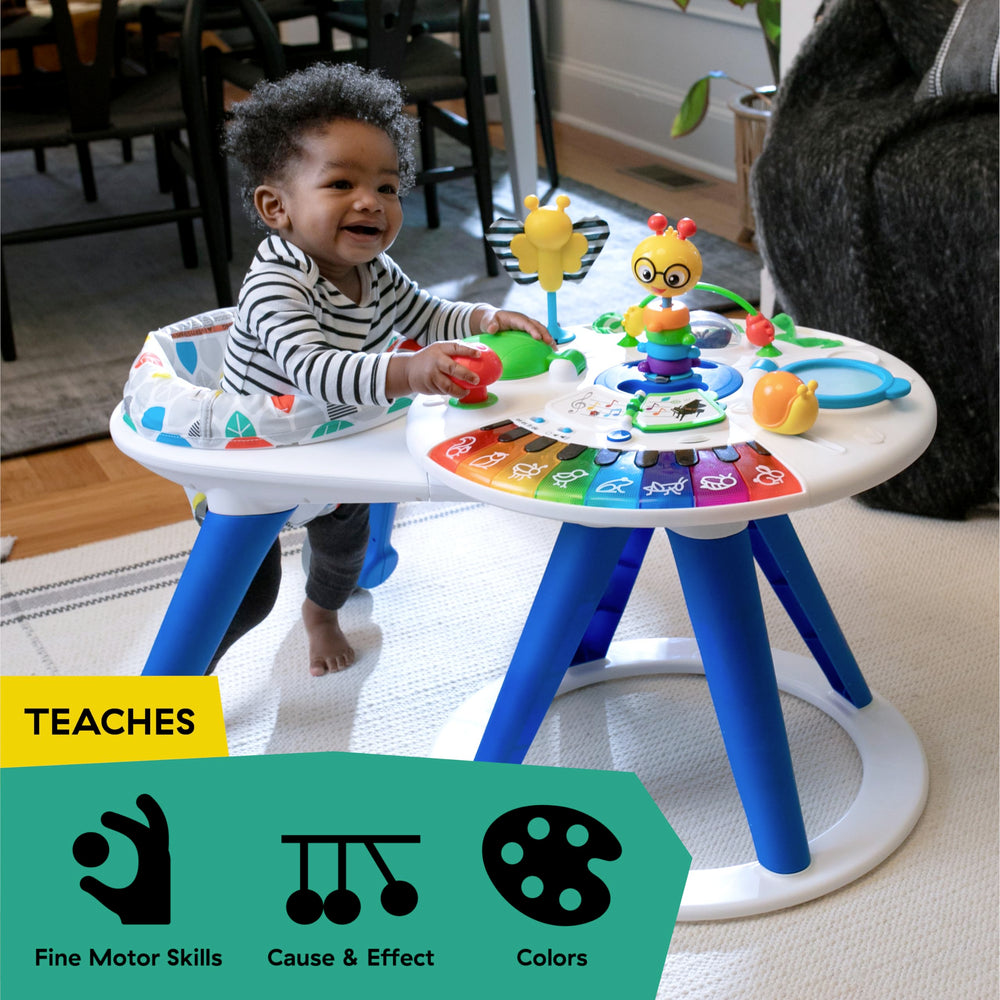 Baby Einstein walk-around table with baby exploring multiple activities