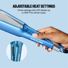 BaBylissPRO flat iron styling long hair to reduce frizz and save time