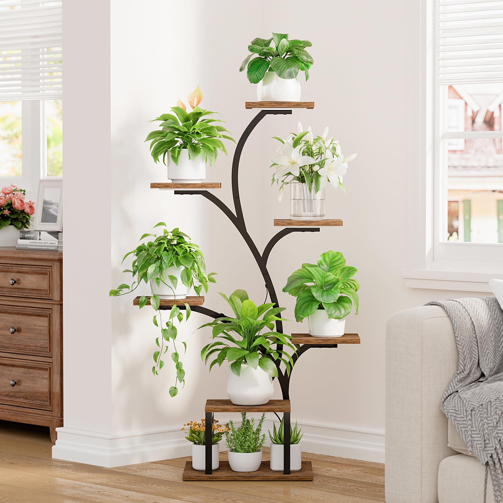 BACEKOLL full seven-tier arrangement with assorted pots showcasing layered plant display