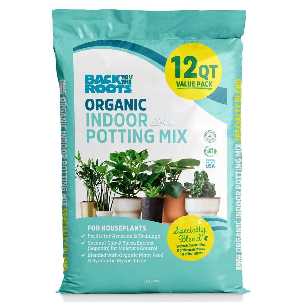 Back to the Roots front packaging showing 12 quart bag and product name benefit