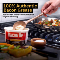 Bacon Up open tub close-up texture highlighting clean triple-filtered grease