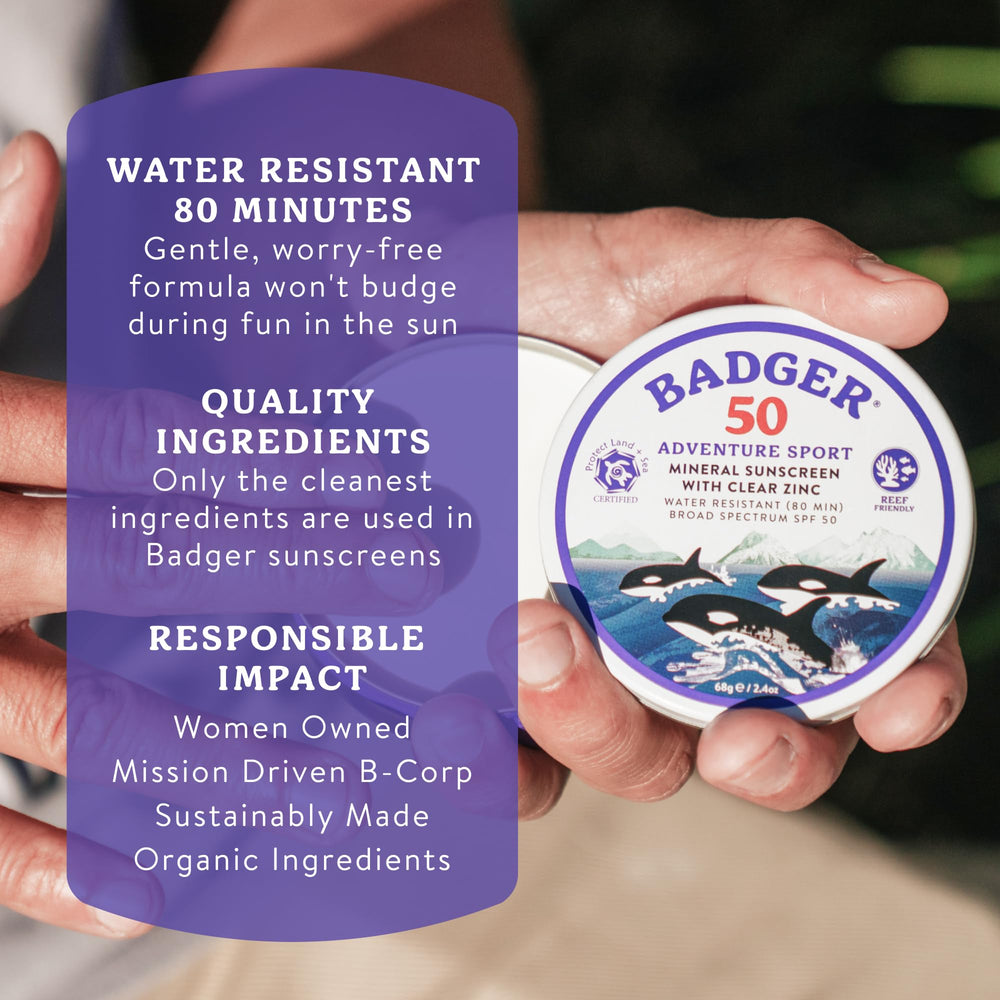 Badger label close-up showing certifications and organic ingredient benefits