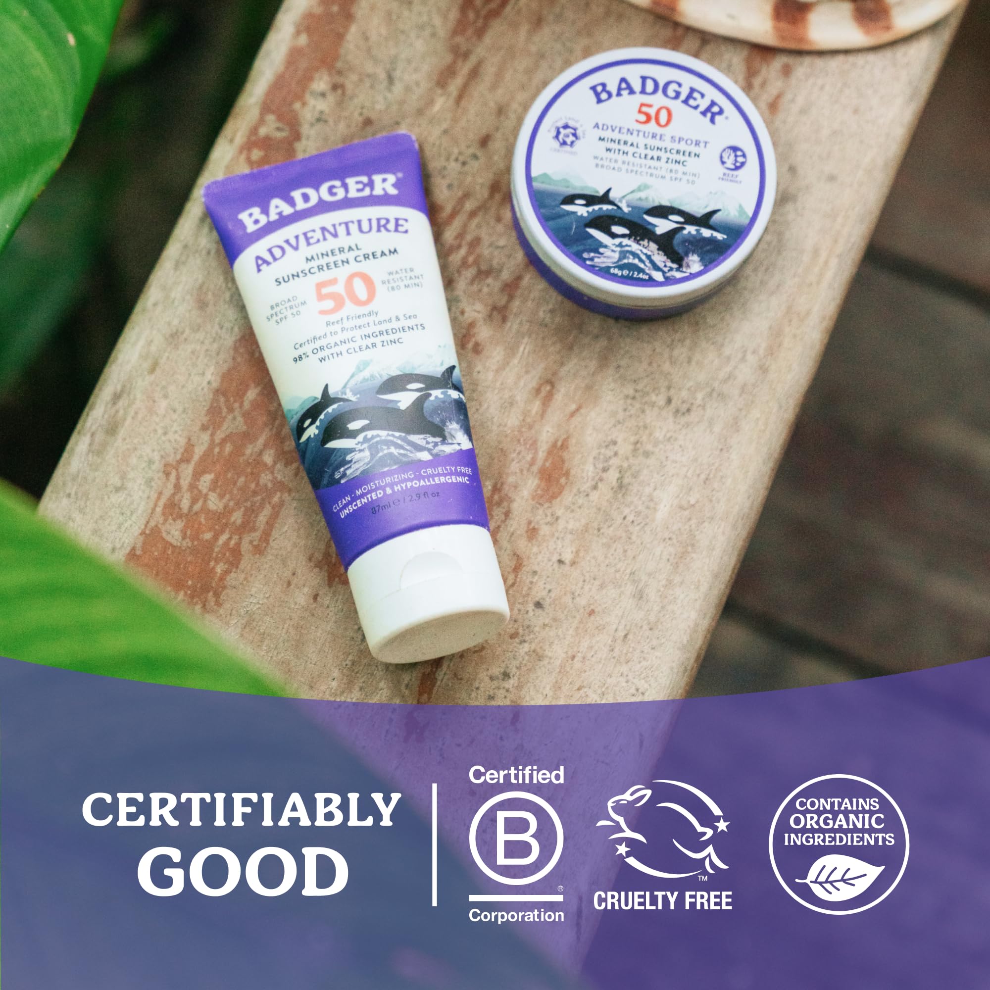 Badger recyclable tin emphasizing plastic-free, sustainable packaging
