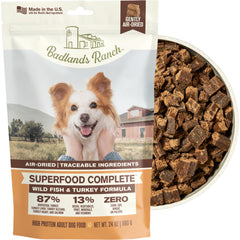 BADLANDS RANCH front packaging showing 24 oz bag and brand benefit