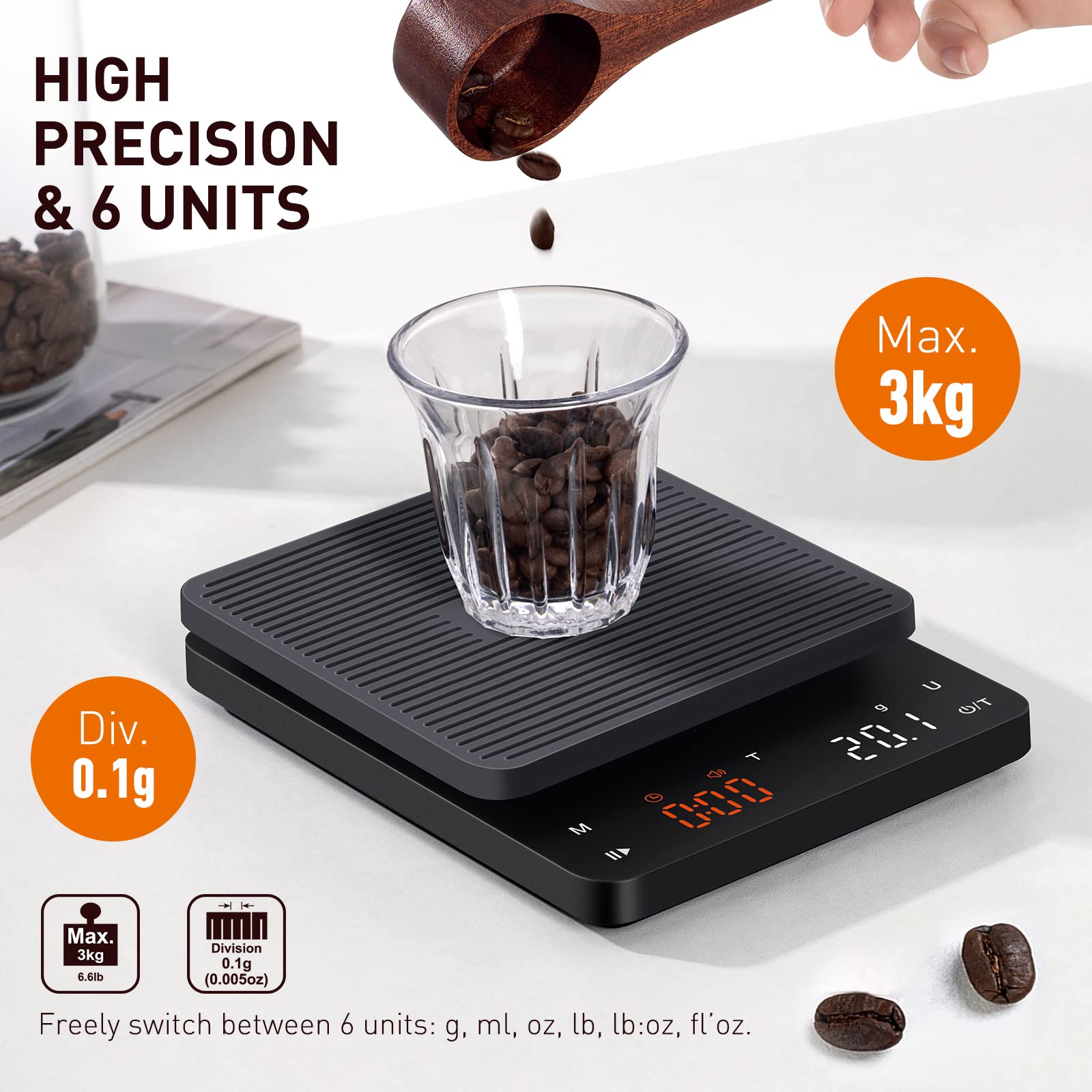BAGAIL BASICS timer and display detail showing precise seconds for recipe timing benefit
