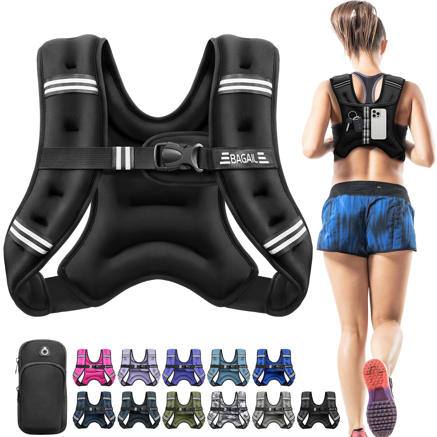 BAGAIL front view of vest showing slim fit and even weight distribution benefit