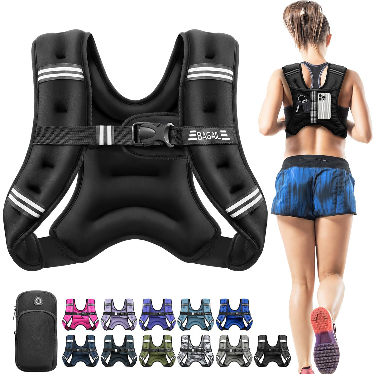 BAGAIL front view of vest showing slim fit and even weight distribution benefit