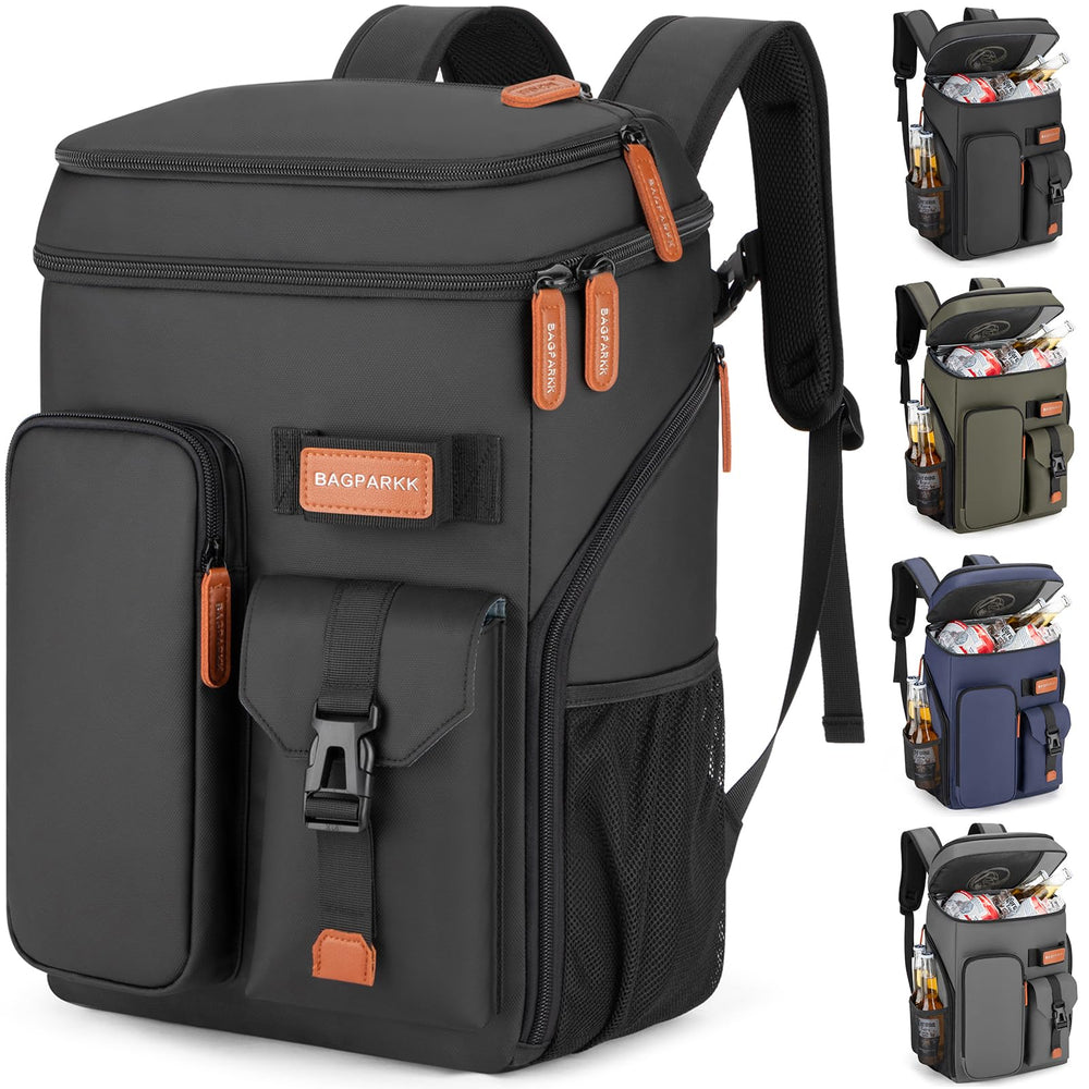 BAGPARKK front view showing double-deck cooler and accessory pockets for organized storage