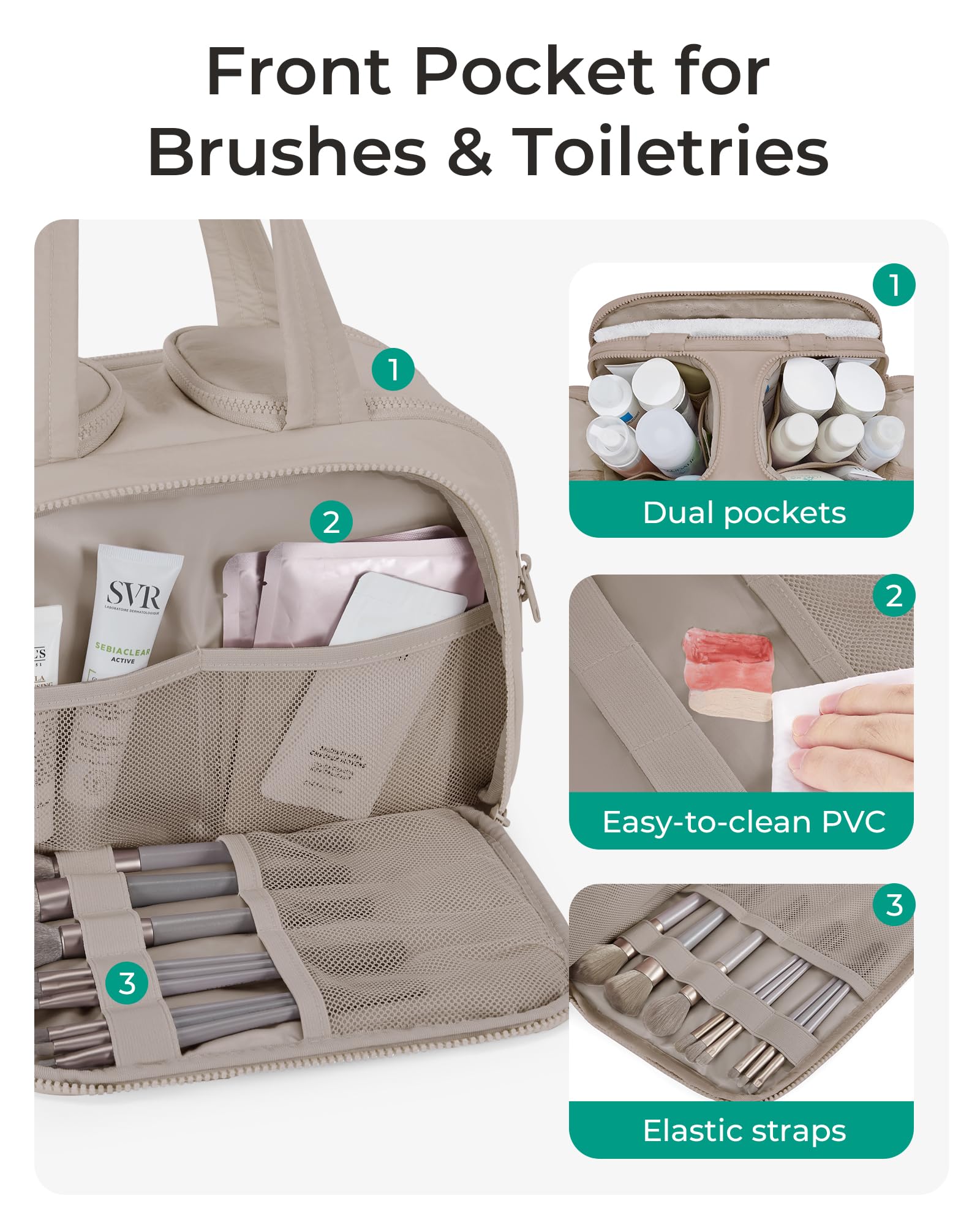 BAGSMART central compartment with bottles standing upright to prevent spills