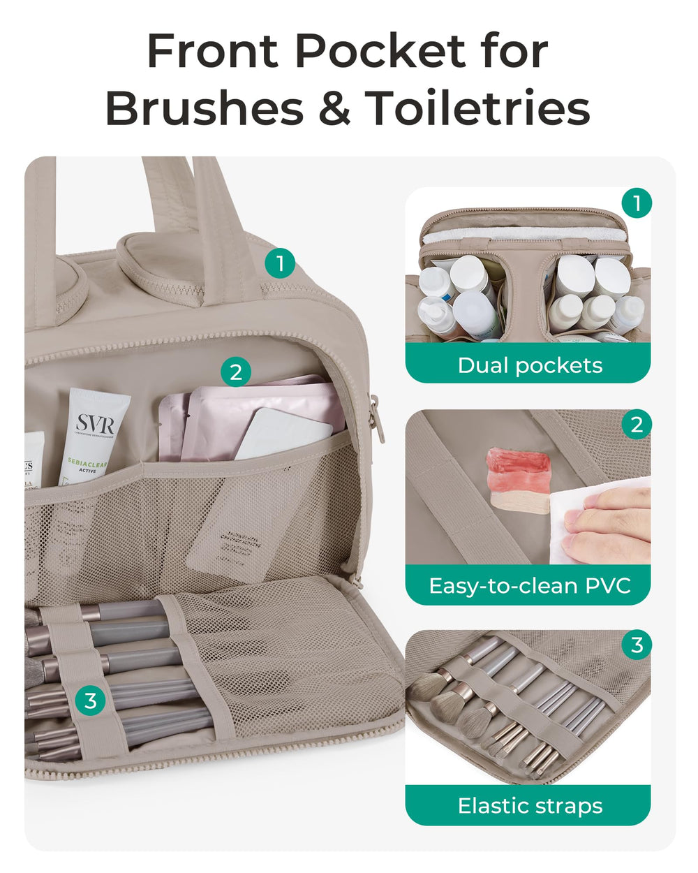 BAGSMART central compartment with bottles standing upright to prevent spills