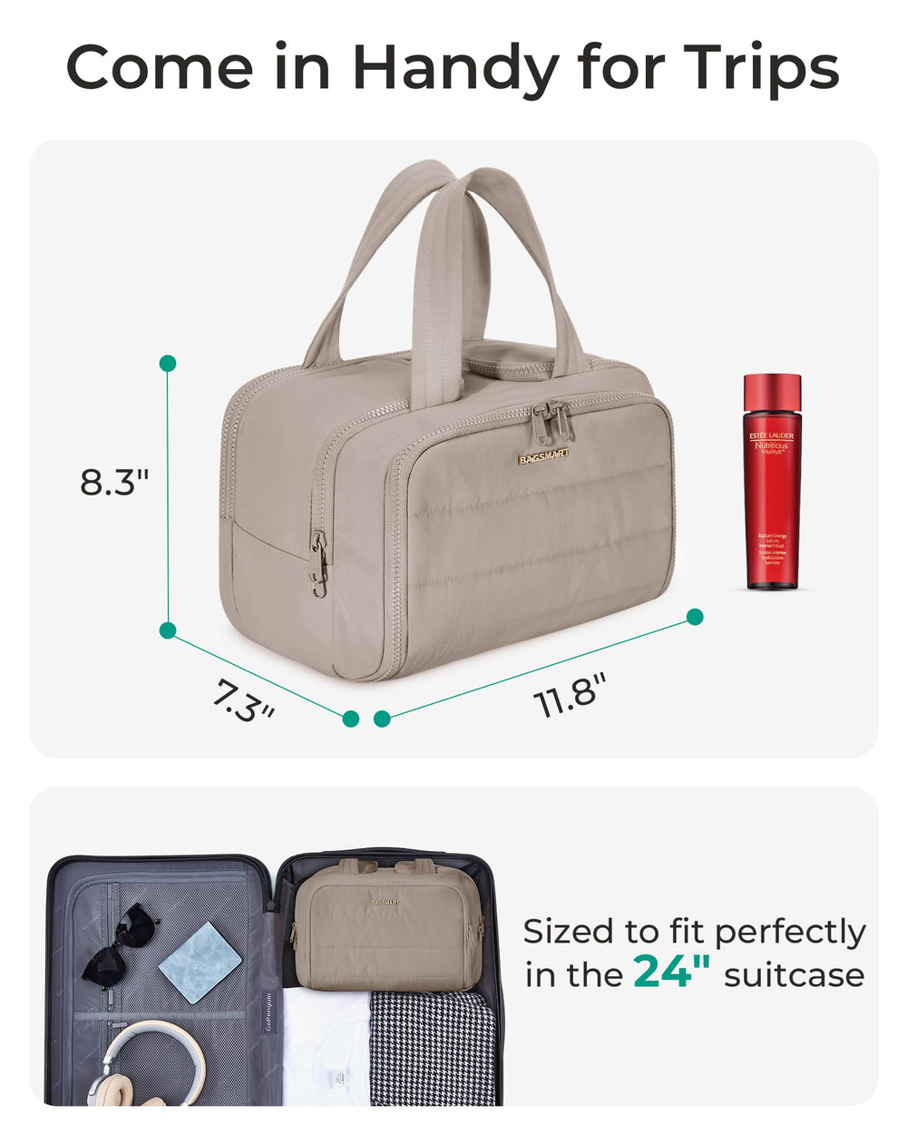BAGSMART fully open interior display showing compartments for quick access