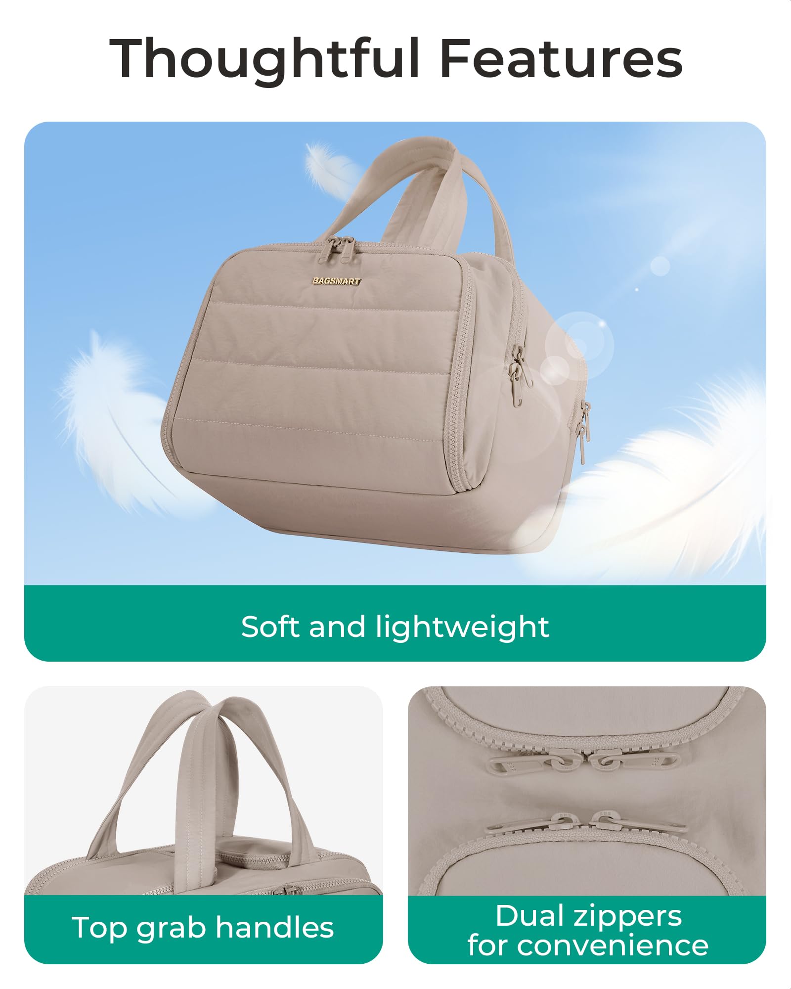 BAGSMART held in hand to show compact size for carry-on convenience