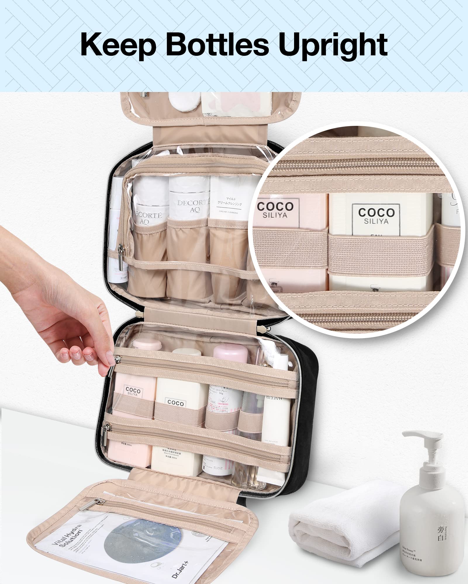 BAGSMART clear TSA pouch filled for quick airport security