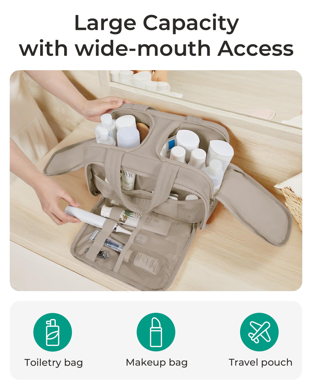BAGSMART waterproof front pocket keeping damp items separate and easy to clean