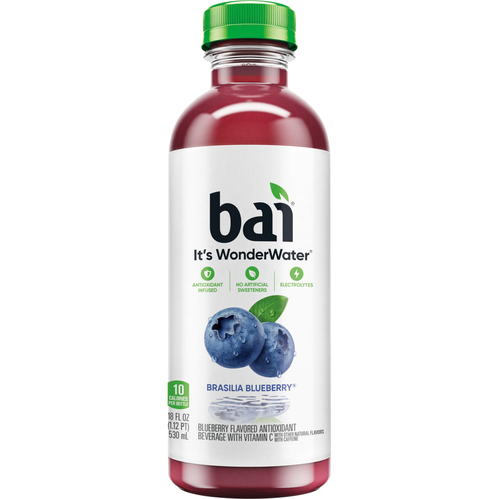Bai Brasilia Blueberry ingredients label closeup showing antioxidants and vitamins