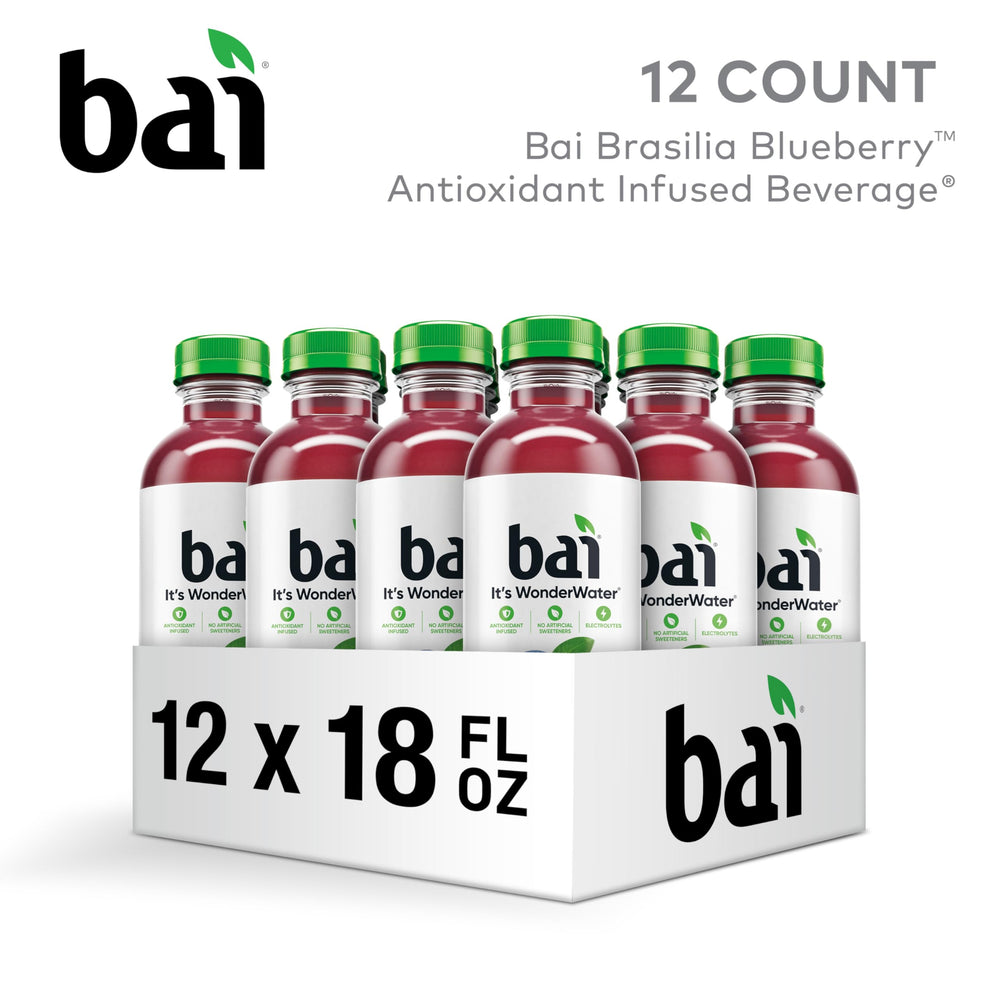 Bai Brasilia Blueberry being poured into a glass to show clarity and refreshment