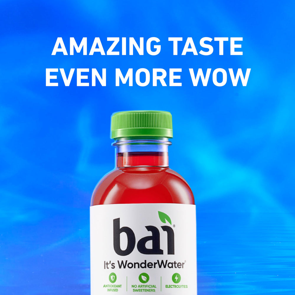 Side view nutrition facts on Bai bottle emphasizing low sugar benefit