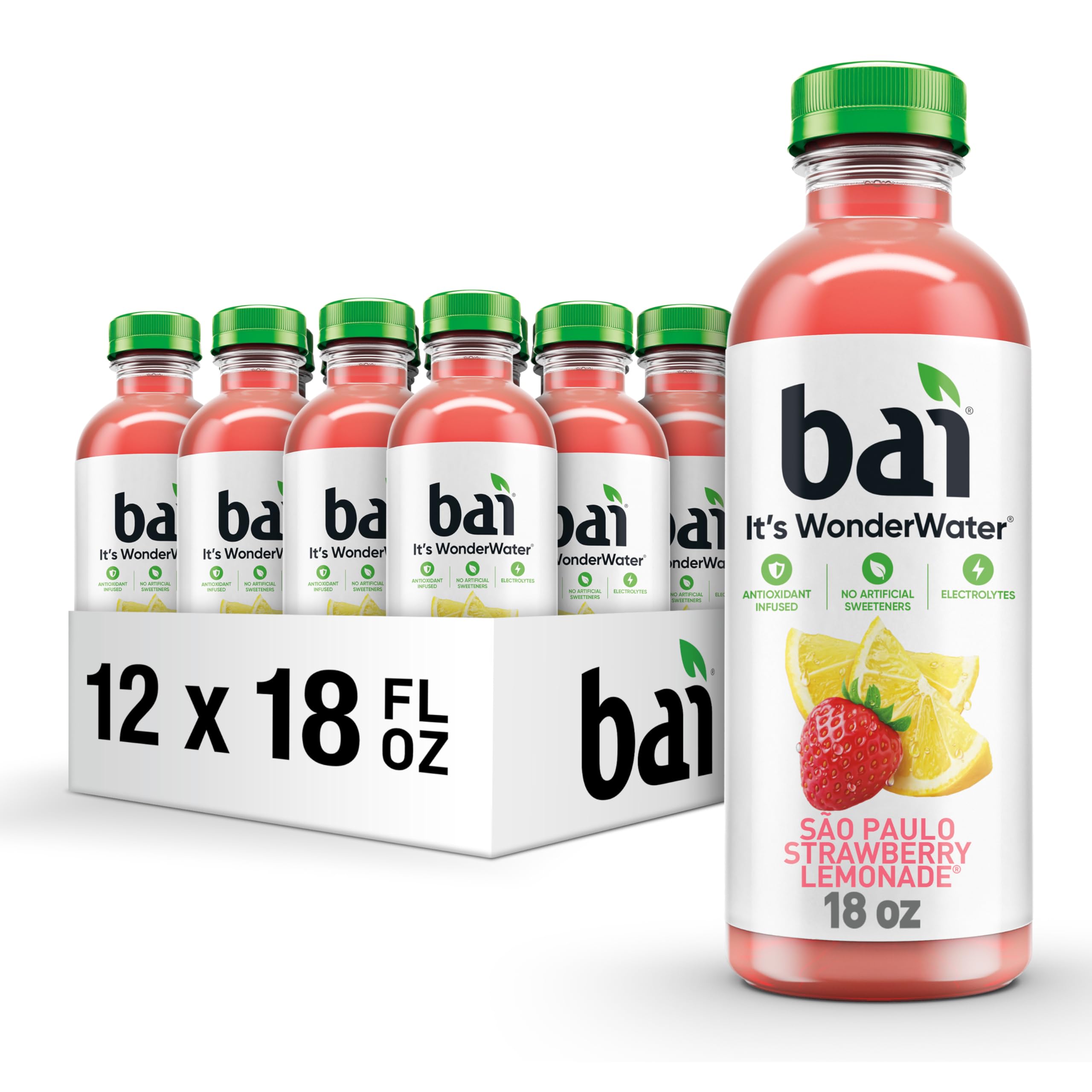 Bai São Paulo Strawberry Lemonade front packaging showing vibrant branding and flavor