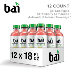 Pouring Bai São Paulo Strawberry Lemonade into a glass for a clear serving view