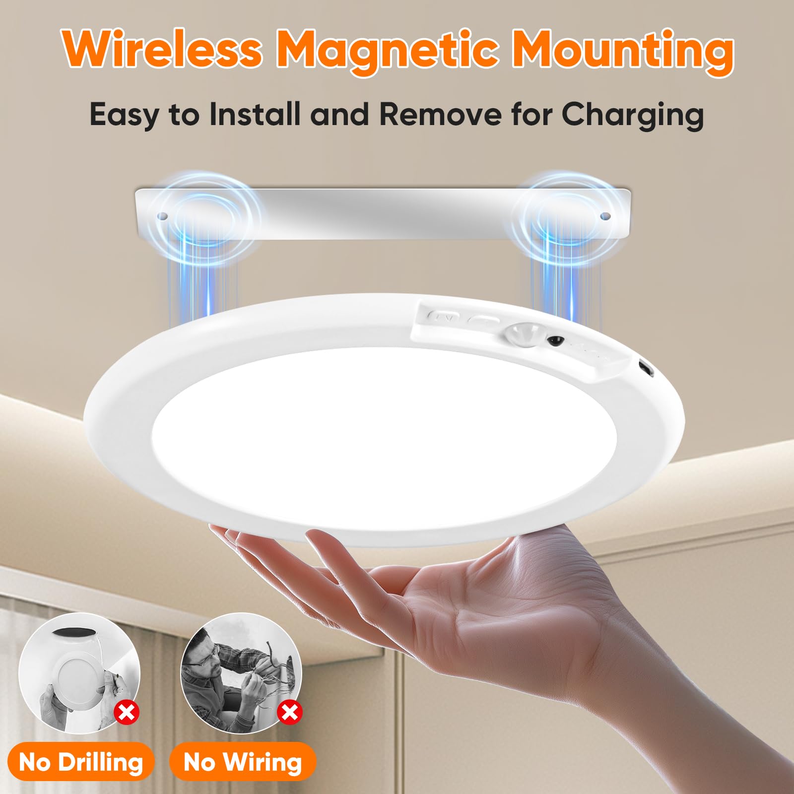 Bairth installed in a closet illuminating shelves and aiding visibility