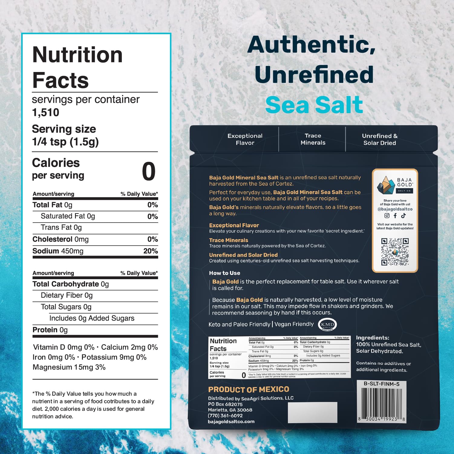 Baja Gold close-up of fine flour-like grains highlighting quick dissolution benefit