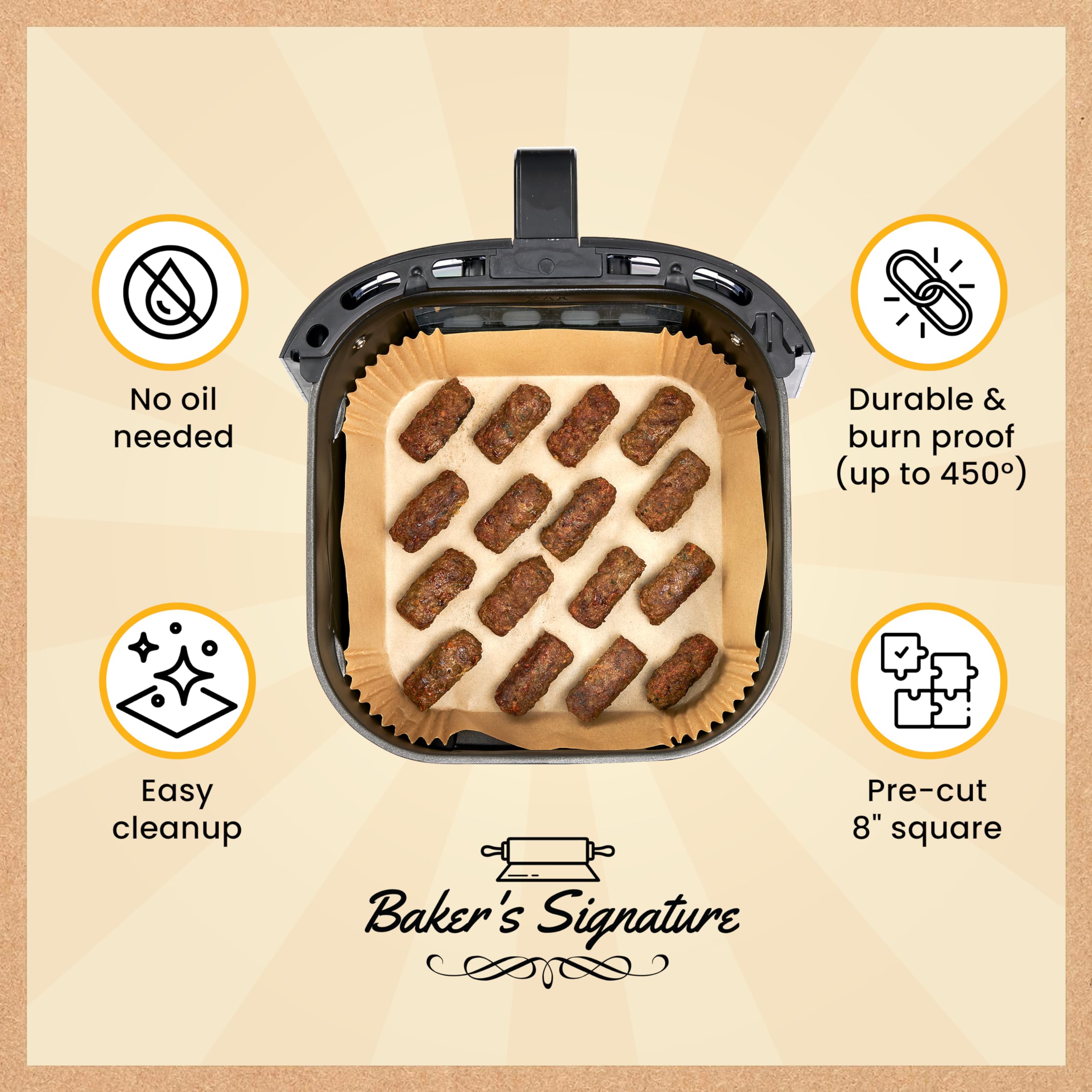 Baker's Signature detailed texture of parchment demonstrating heat resistance