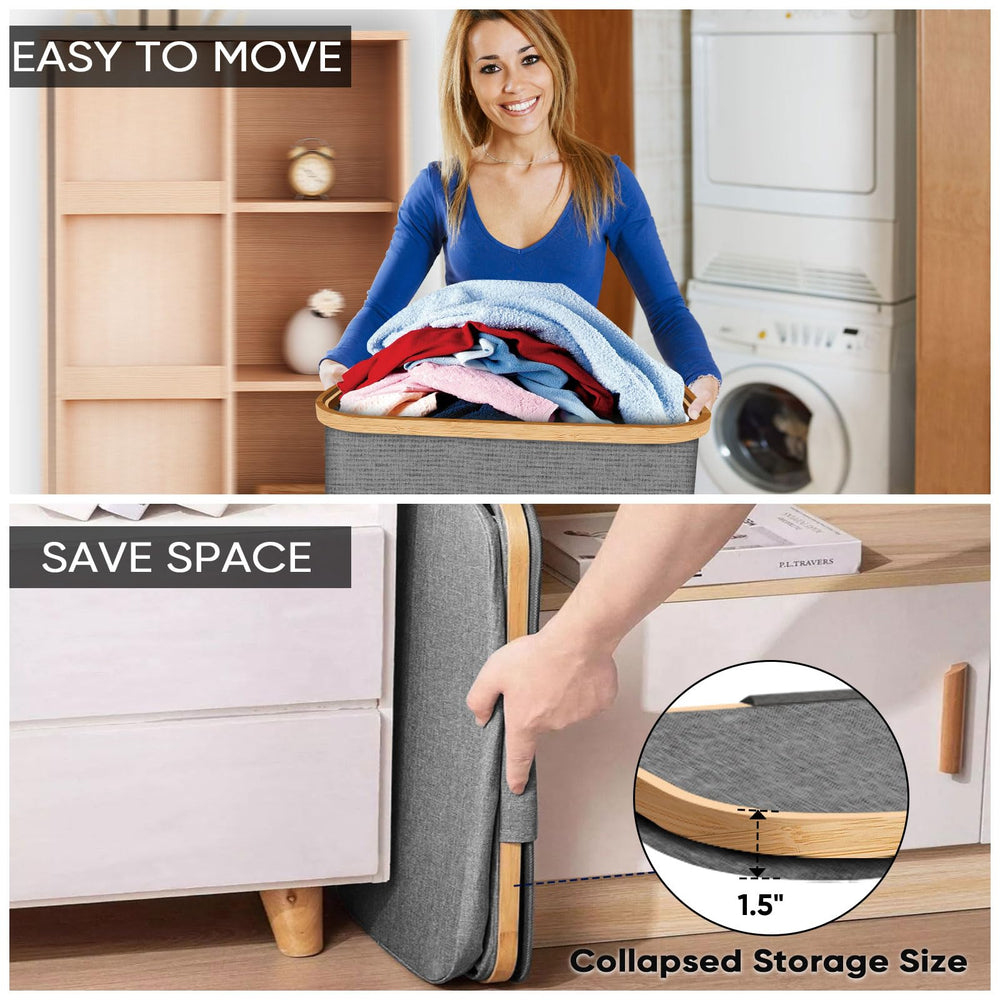 BALEINE laundry hamper in bathroom keeping towels out of sight and tidy
