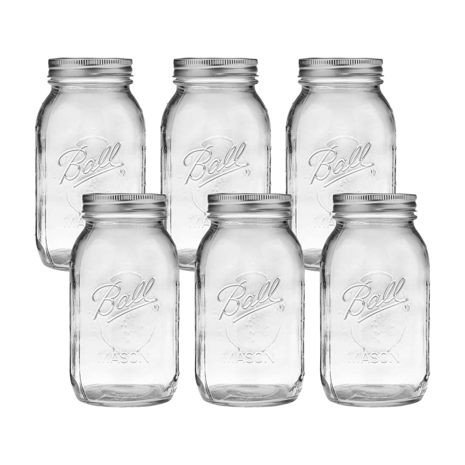 Ball jar front view showing clear glass and label area for organization