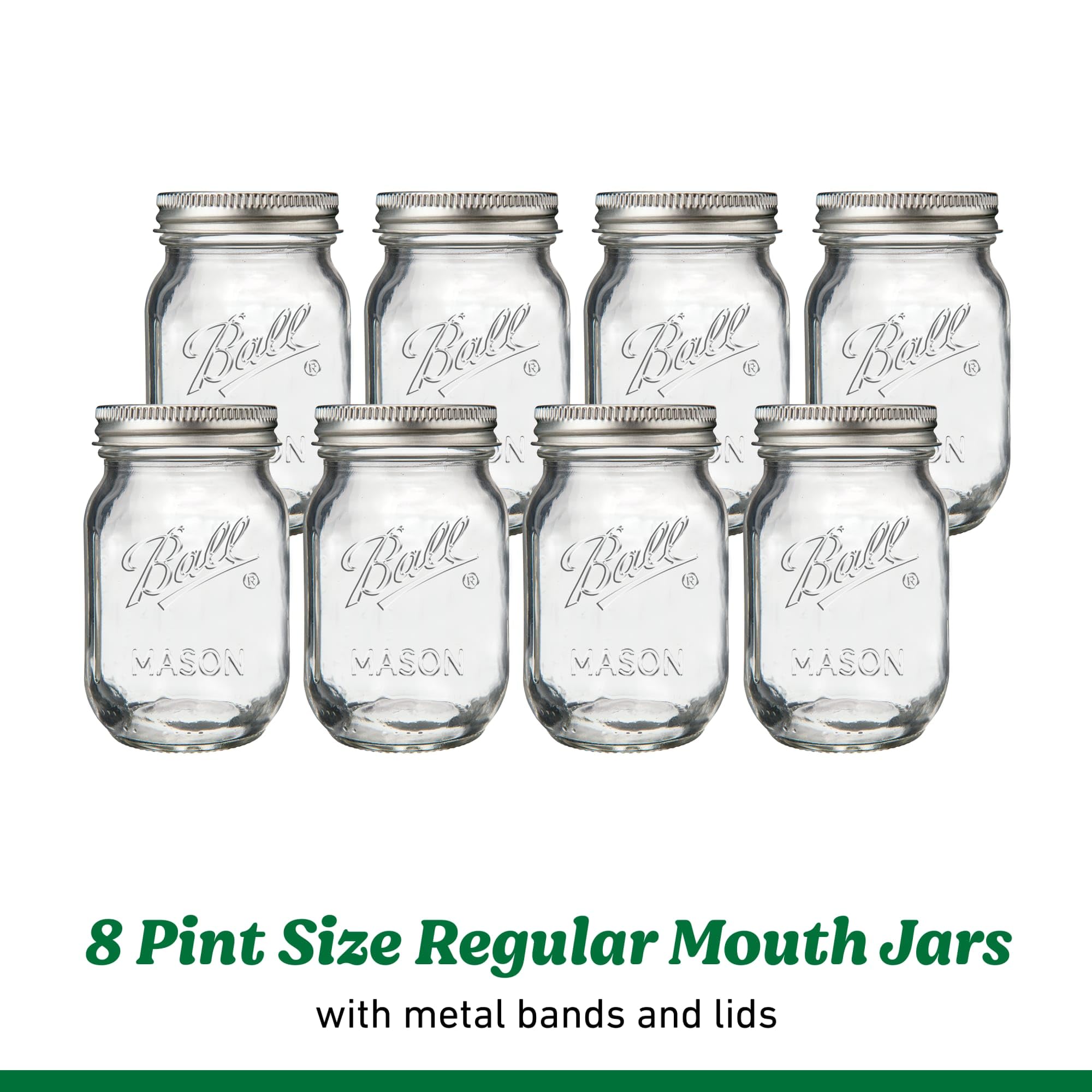 Ball jar held in hand showing scale and 16oz portion advantage