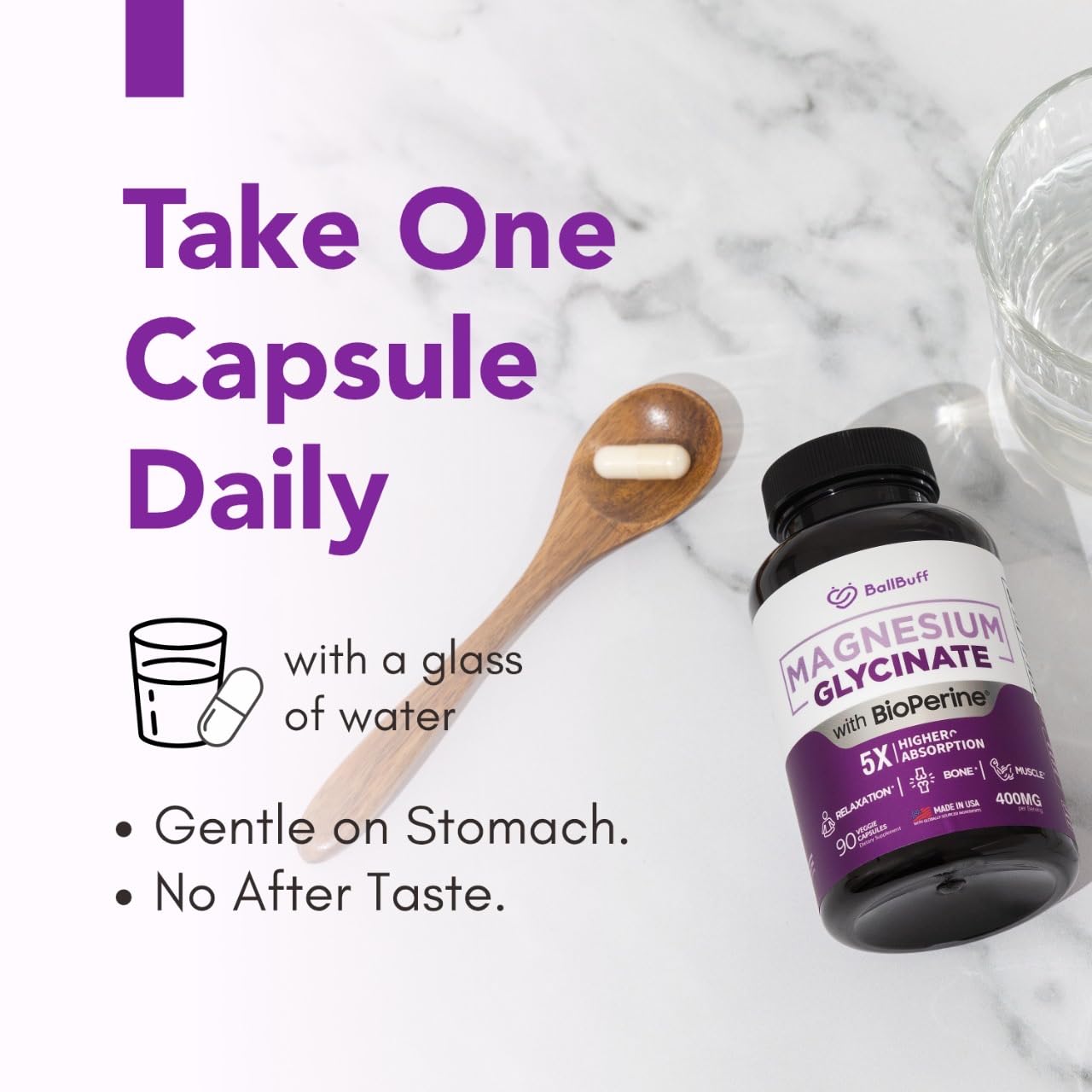 BallBuff capsule macro showing texture and purity for digestive comfort