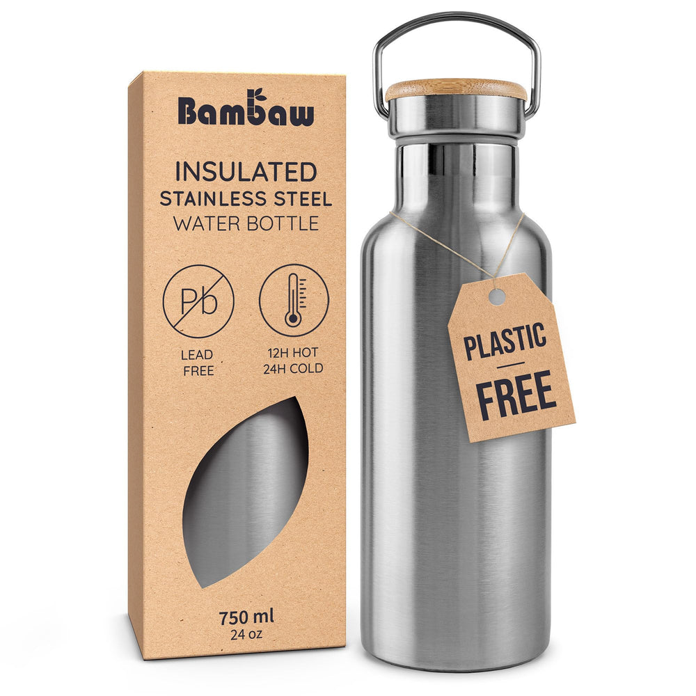 Bambaw 24 oz front view showing minimalistic unpainted stainless steel and sturdy feel