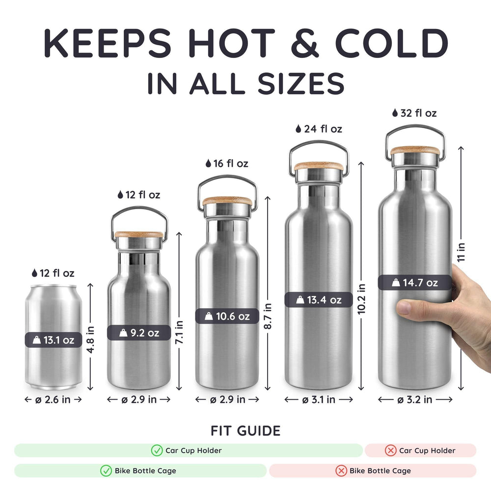 Bambaw 24 oz shown next to a hand for scale, conveying portable travel convenience