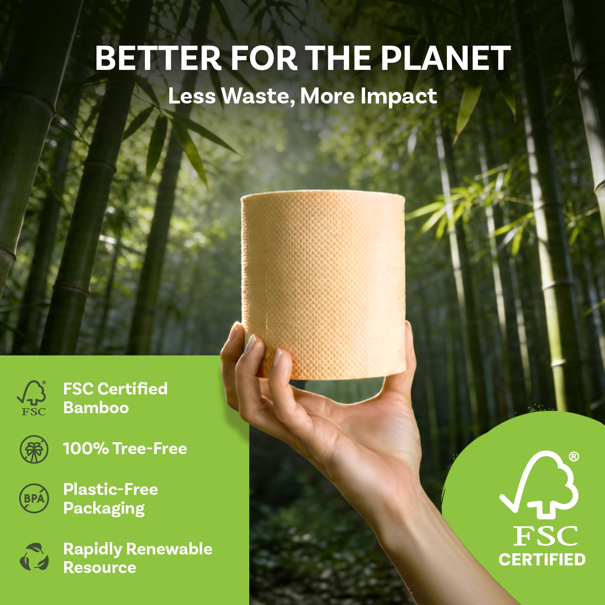 Bamboo Story shipping box with blanket-wrapped rolls illustrating low-waste packaging