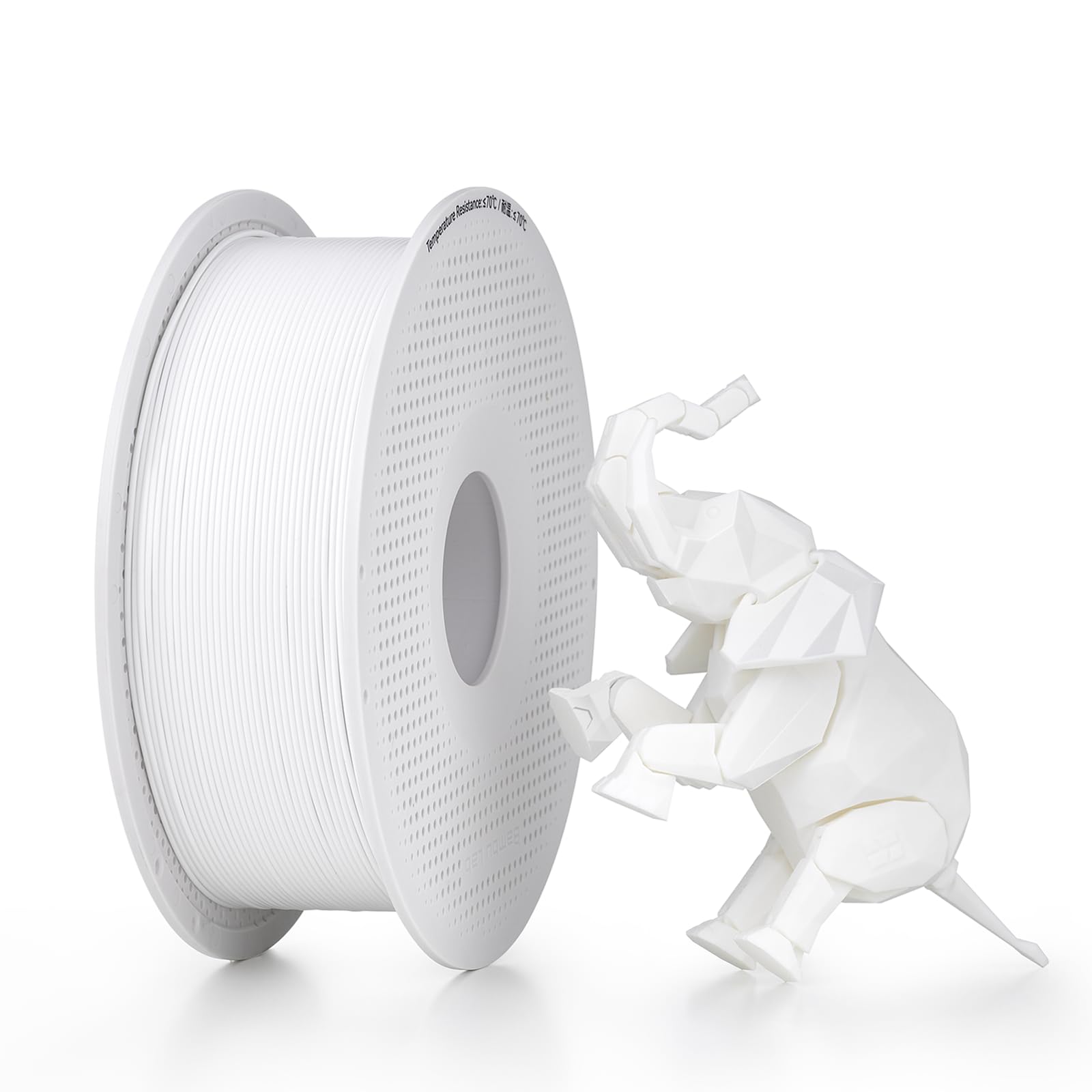 Bambu Lab front view of jade white 1kg spool showing label and RFID benefit