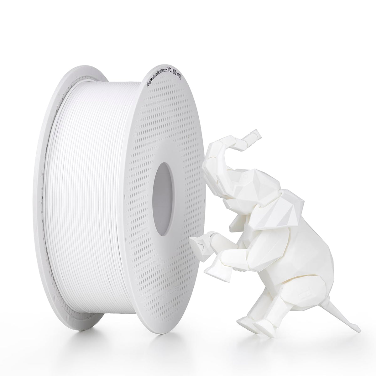 Bambu Lab front view of jade white 1kg spool showing label and RFID benefit