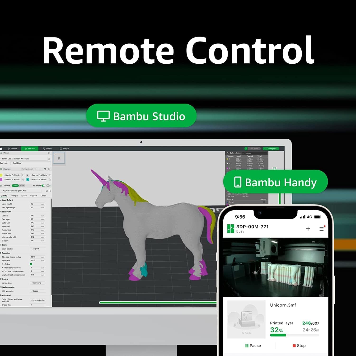 Bambu Lab P1S on desktop in workshop showing quick setup and productive workspace