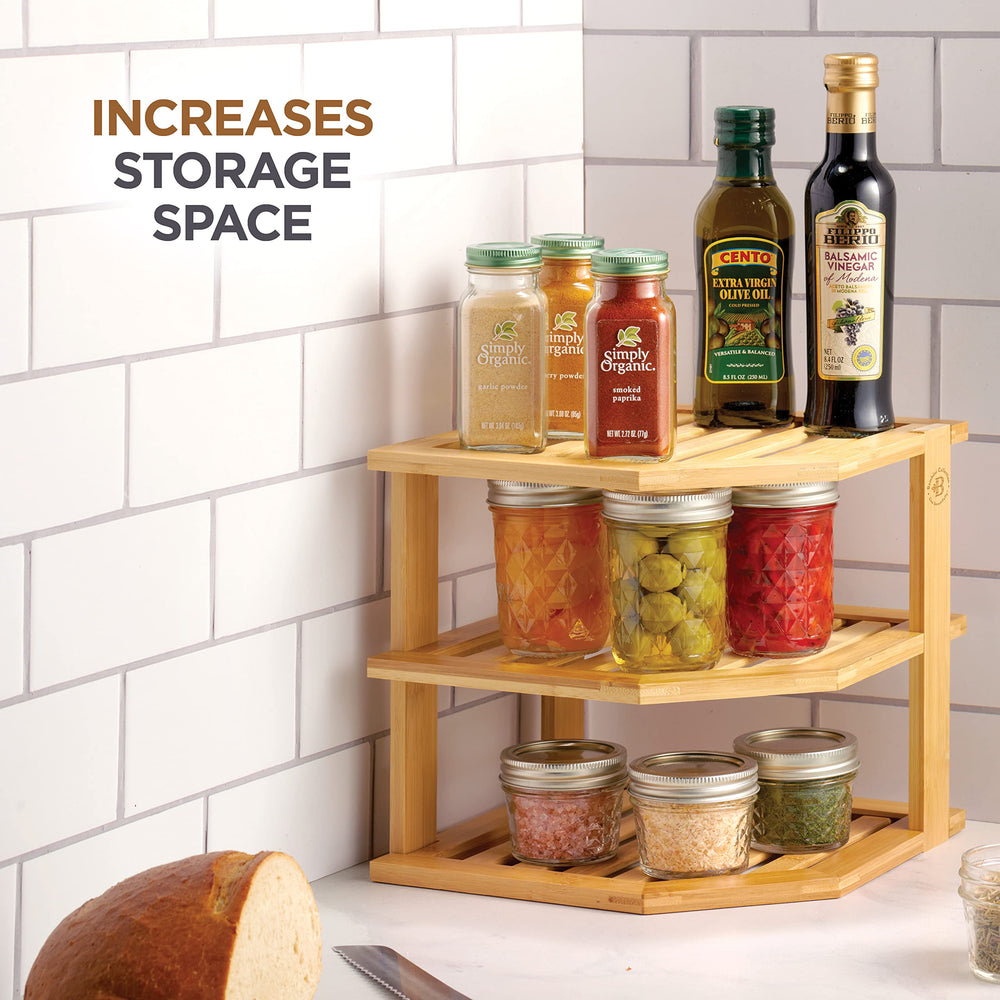 Bambüsi on a kitchen countertop styled with mugs and jars for tidy display