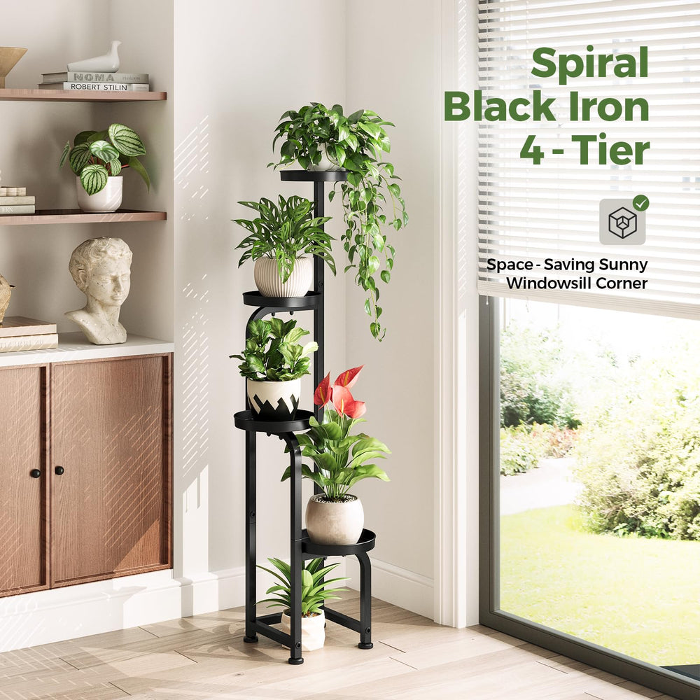 Bamworld staggered tiers with pots demonstrating improved light access for plants