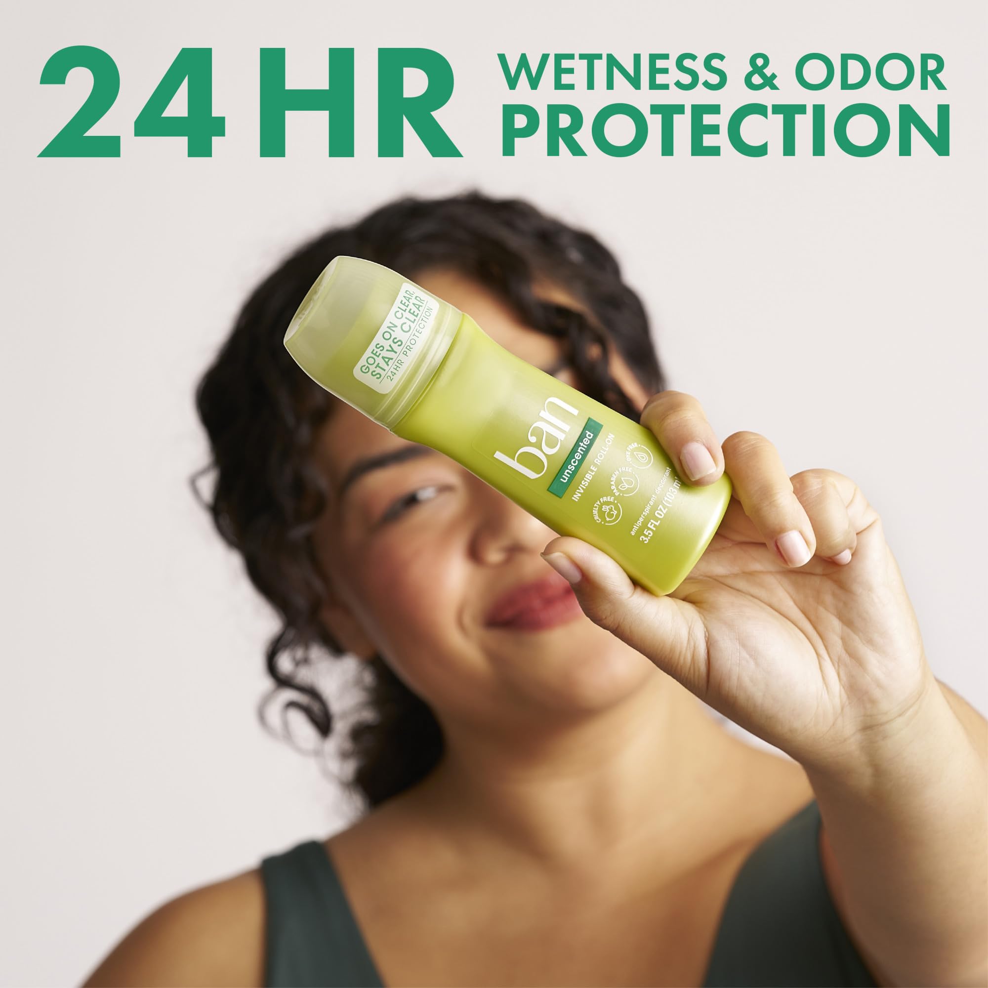 Ban unscented 3.5 oz side label showing size and usage information