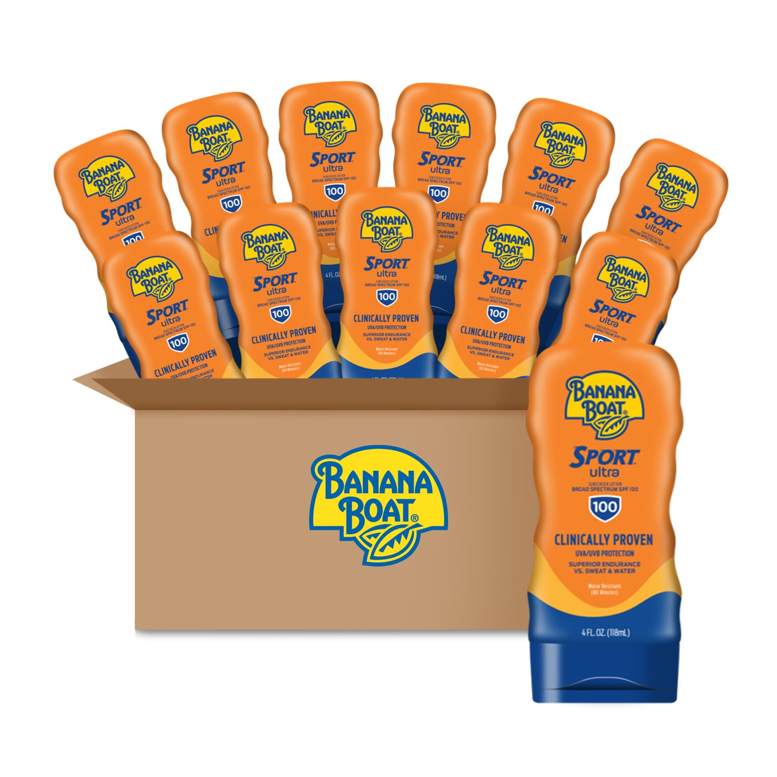 Banana Boat front packaging showing SPF 100 and travel-ready 4oz size benefit