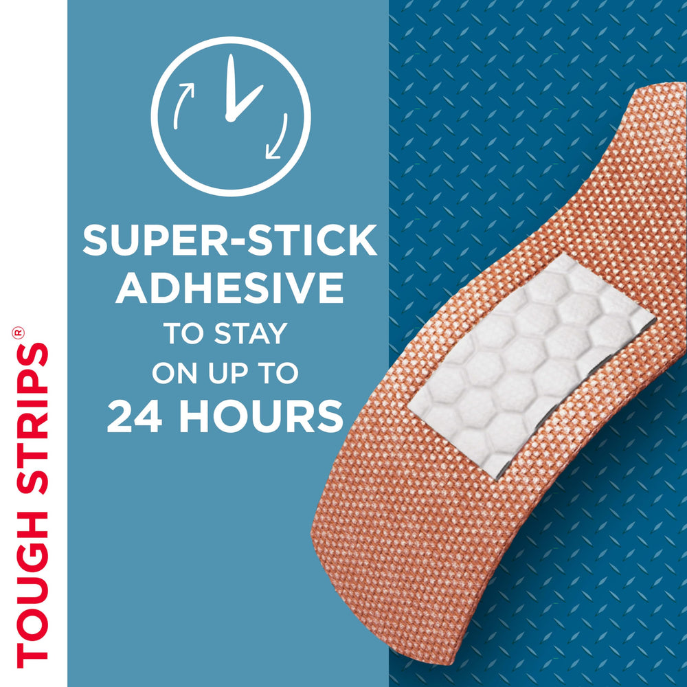 BAND-AID brand held in hand to show 1 x 3¼ inch size and coverage